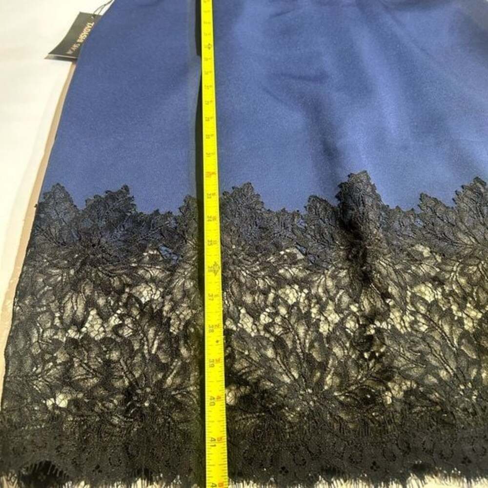 Tadashi Shoji Lace Overlay Sheath Dress Midnight Blue Black Size 14 NWT - Picture 7 of 9